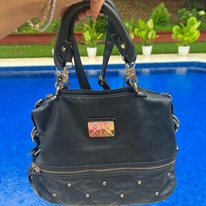 Kardashian Collection Black Purse with Gold Hardware